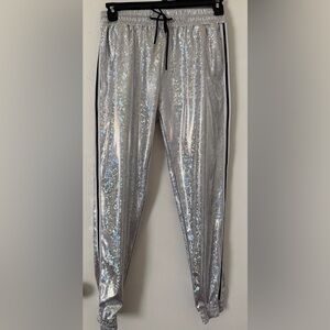 Silver Holographic Jogger Pants
